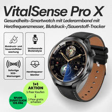 Lade das Bild in den Galerie-Viewer, VitalSense Pro X - Gesundheits-Smartwatch mit Lederarmband (2026) - Sonderaktion 1+1 Gratis