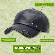 Lade das Bild in den Galerie-Viewer, Nordwärme® Leder-Winterkappe mit Fleece-Futter
