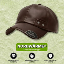 Lade das Bild in den Galerie-Viewer, Nordwärme® Leder-Winterkappe mit Fleece-Futter
