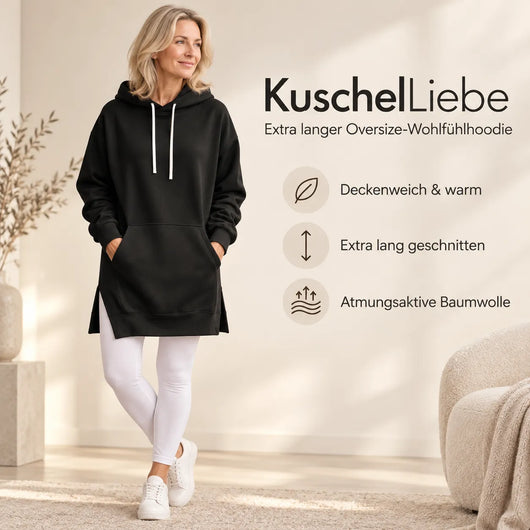 KuschelLiebe – extra langer Oversize-Wohlfühlhoodie | deckenweich, warm & vorteilhaft geschnitten