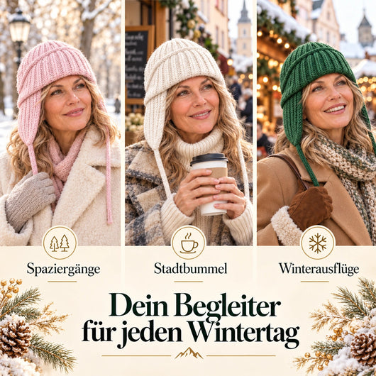 NordStrick – Handgefertigte Strick-Wintermütze mit verlängertem Ohrenschutz