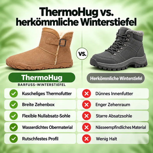 ThermoHug – Ergonomische, wasserdicht & rutschfest Barfuß-Winterstiefel