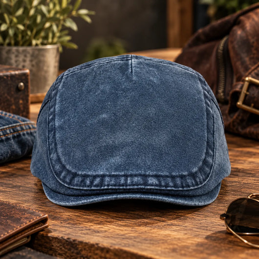 Vintage Jeans-Schiebermütze aus Bio-Baumwolle – Handgefertigt