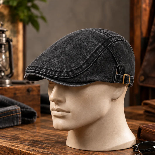 Vintage Jeans-Schiebermütze aus Bio-Baumwolle – Handgefertigt
